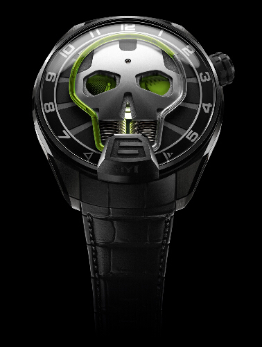 HYT Skull Green Eye Black DLC Titanium 2015 151-TD-41-GF-AB replica watch